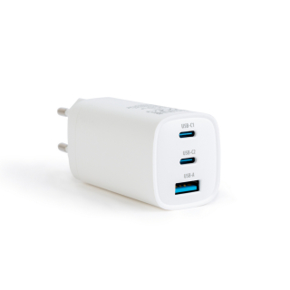 Hálózati Adapter USB + Type-C PD45W gyorstöltéssel - fehér - 55060