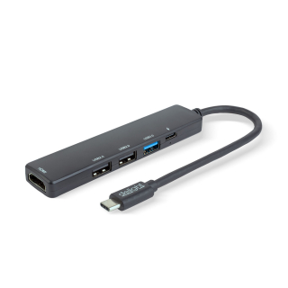 Multifunkciós USB Hub - HDMI + Type-C 3.0 - 3xUSB-A, 1xType-C - 5 Gbps, 100 W - 55064